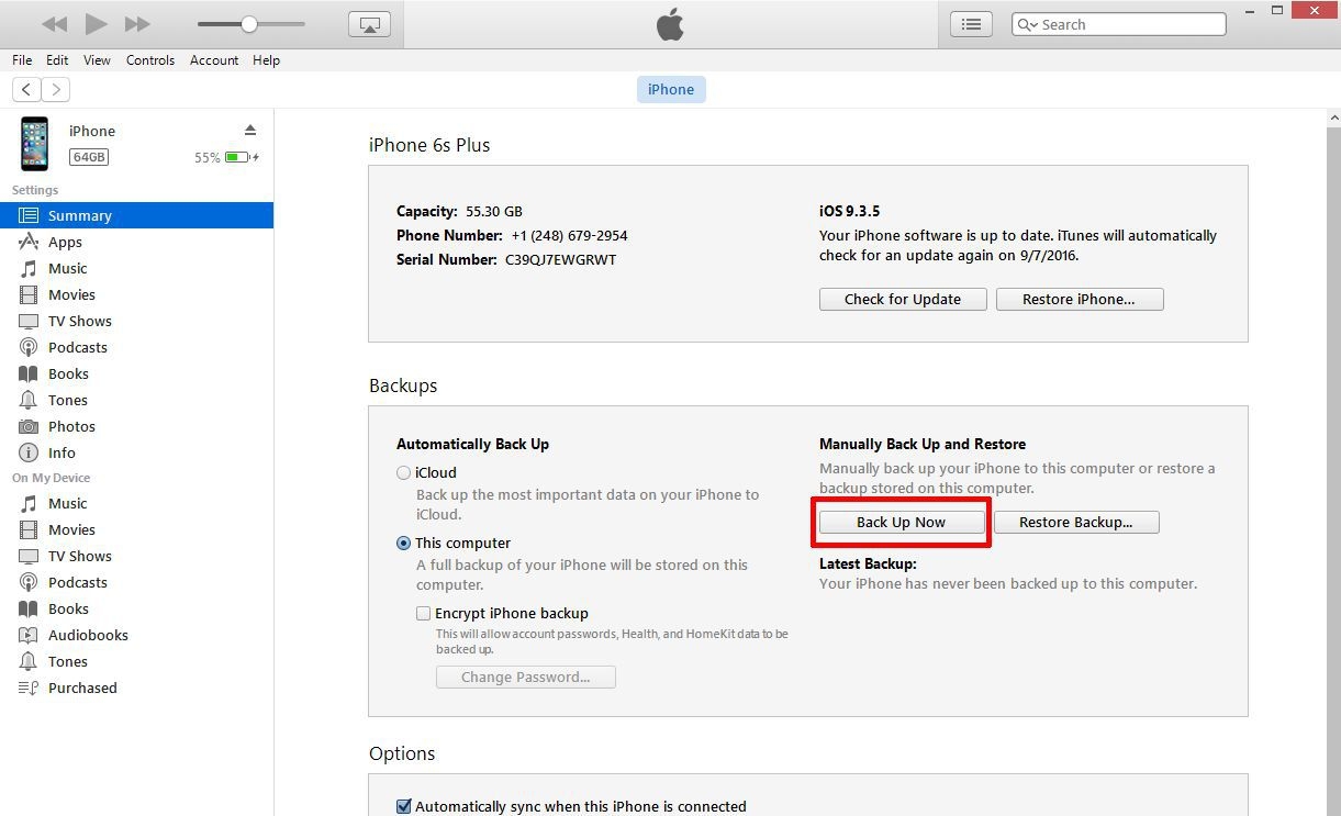 Back up iPhone Back up iPhone