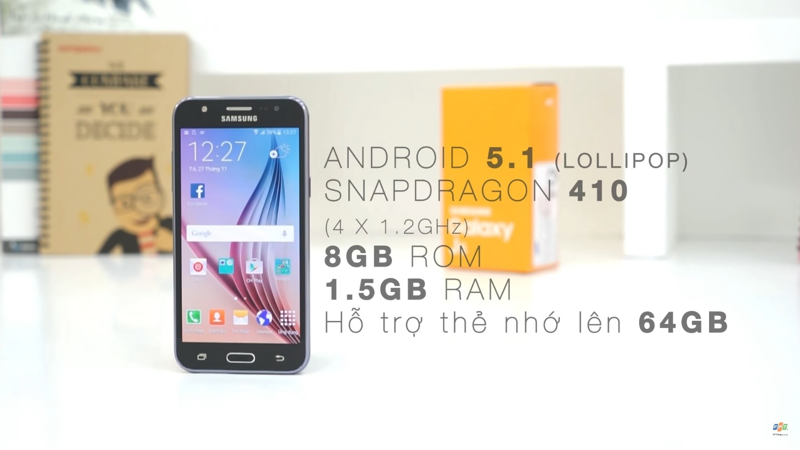 Galaxy J5  được trang bị bộ xử lý Qualcomm Snapdragon 410 RAM 1,5GB, bộ nhớ trong 8GB