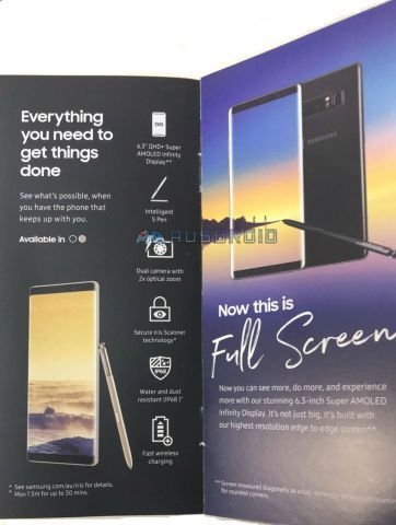 Tài liệu bán hàng của Galaxy Note 8 bị rò rỉ, hé lộ nhiều chi tiết thú vị