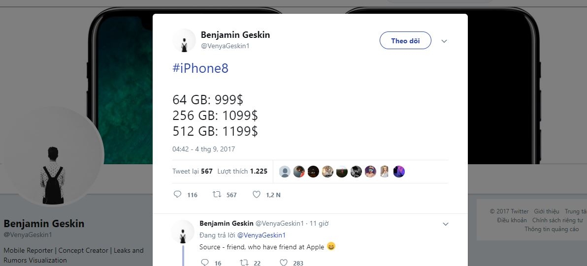 Ơn trời! Giá bán chi tiết của iPhone 8 đây rồi, rất phải chăng