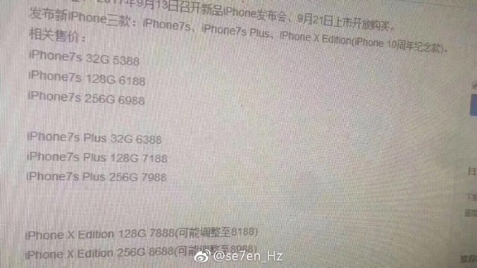 Nóng trong ngày: iPhone 8, iPhone 7s, 7s Plus bất ngờ lộ giá bán chi tiết từng phiên bản