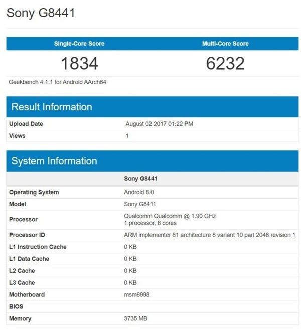 Xperia XZ1 Compact lộ cấu hình cực mạnh với chip Snapdragon 835, chạy Android 8.0
