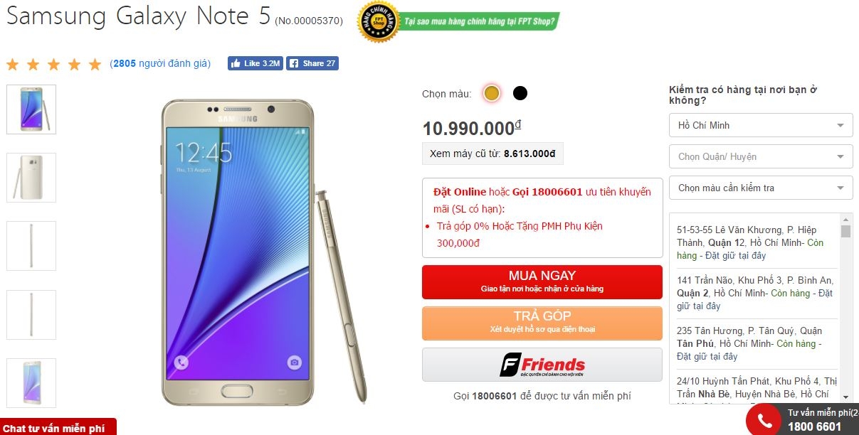Siêu phẩm Galaxy Note 5 màn hình 2K, camera 16MP, bút S-Pen “thần kỳ” chính thức giảm giá kịch sàn