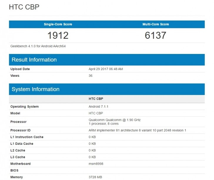 Flagship HTC U 11 tiếp tục lộ cấu hình chạy Snapdragon 835, Android 7.1.1 mới mẻ