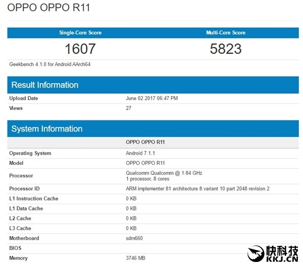 OPPO R11 camera kép tiếp tục rò rỉ cấu hình trên Geekbench, điểm hiệu năng rất ấn tượng