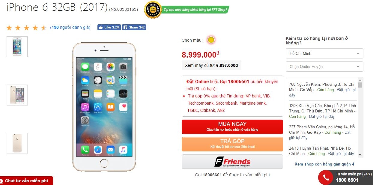 iPhone 6 32GB 2017 bất ngờ hạ giá mạnh mẽ