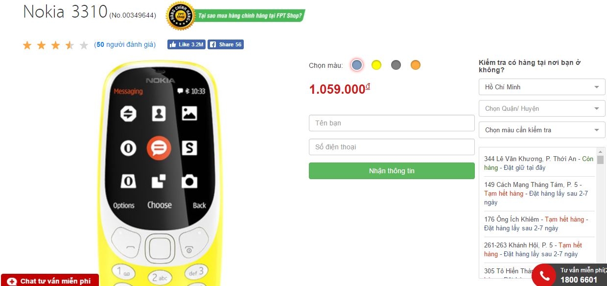 Nokia 3310 2017 chưa lên kệ đã cháy hàng tại VN