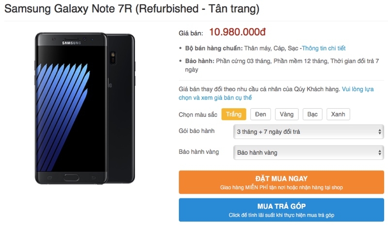 Galaxy Note 7R được rao bán với giá cực tốt tại 1 cửa hàng Việt Nam