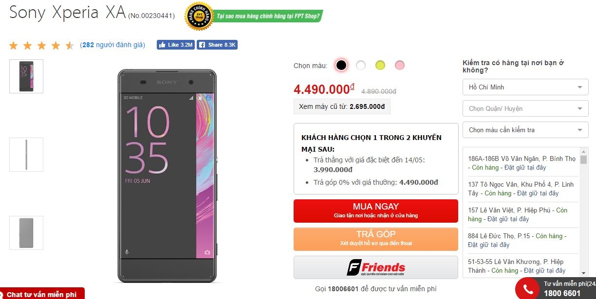 Sony Xperia XA với thiết kế trẻ trung tiếp tục hạ giá