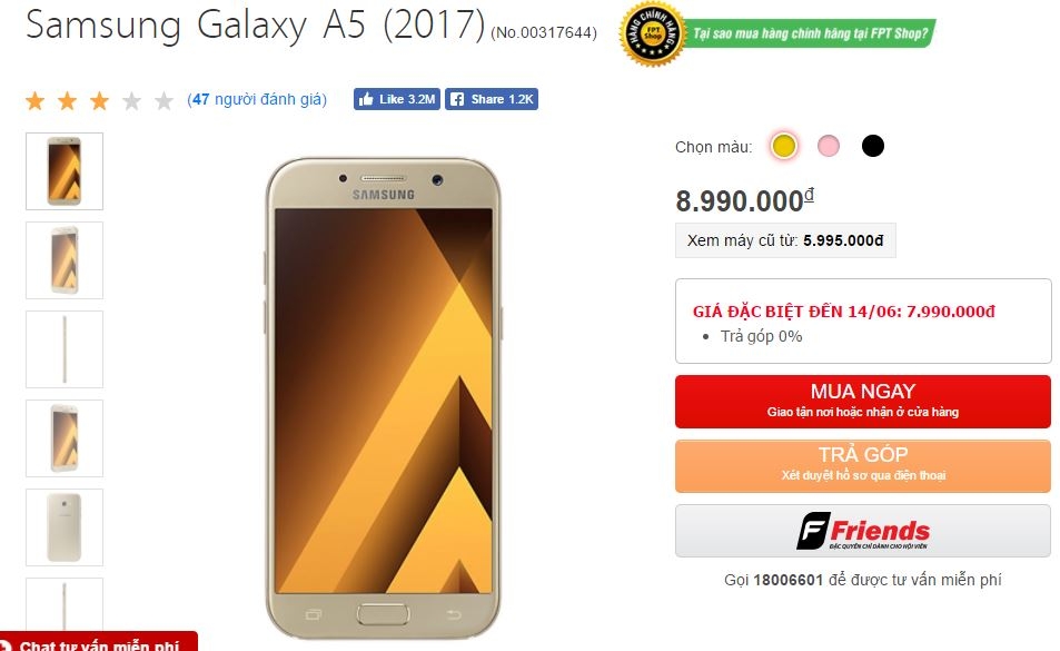 Galaxy A5, Galaxy A7 2017 thiết kế như flagship, pin trâu, camera khủng hạ giá mạnh thêm lần nữa
