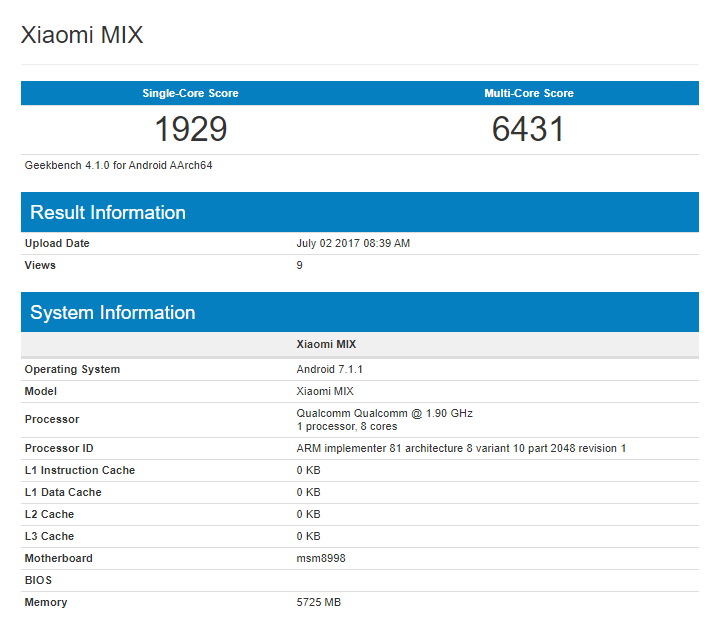 Rò rỉ thông số cấu hình cực mạnh của Mi MIX 2
