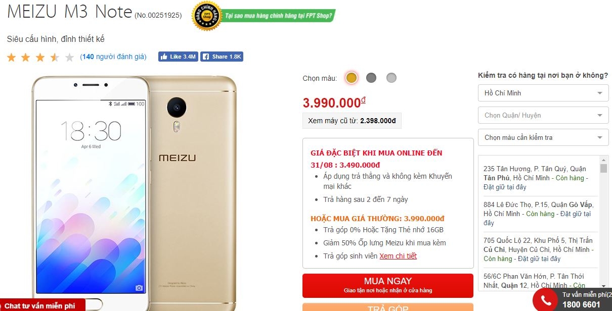 Smartphone khung vỏ kim loại, màn hình 5.5 inch Full HD, RAM 3GB giảm giá chỉ còn hơn 3 triệu