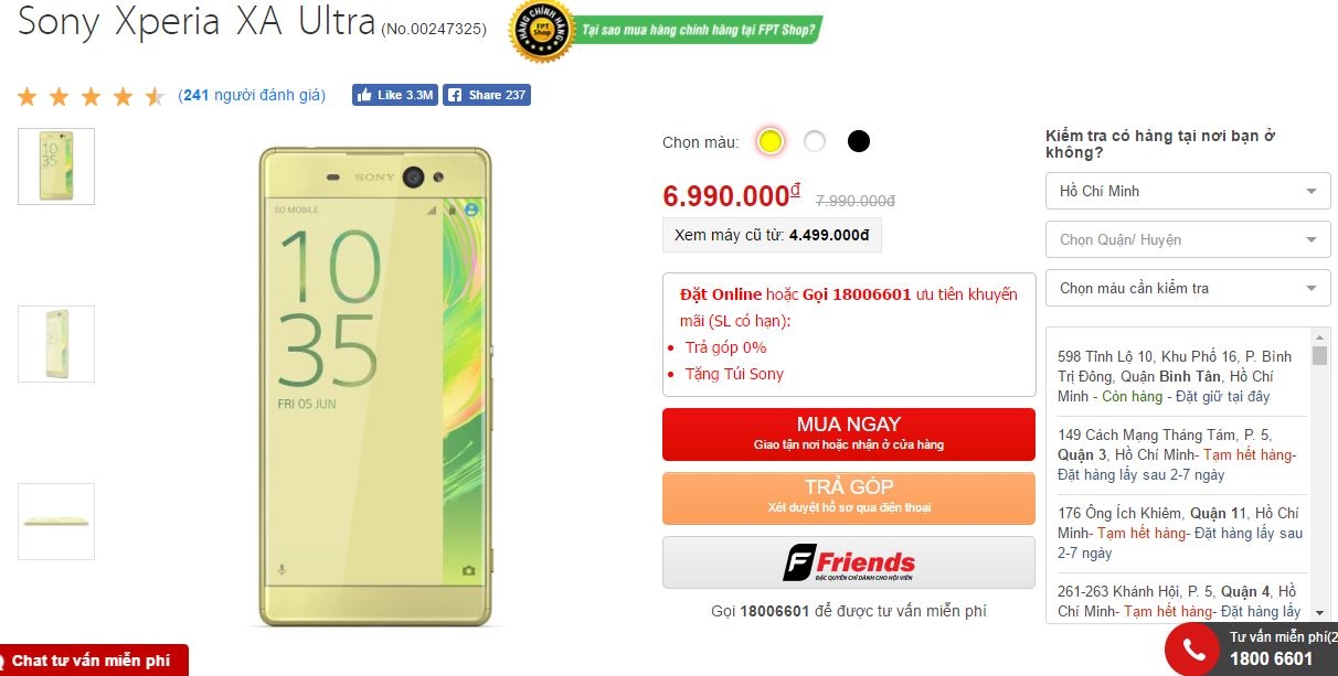Xperia XA Ultra viền cạnh màn hình siêu mỏng, màn hình 6 inch, camera 16/21 MP giảm giá mạnh