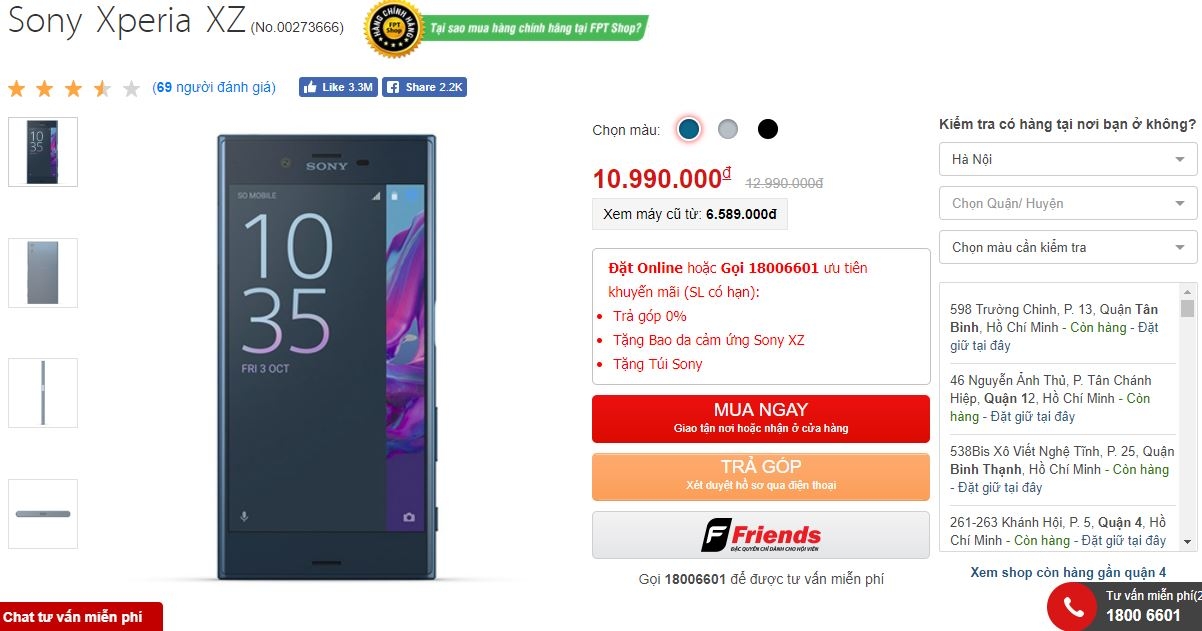 Siêu phẩm Xperia XZ chống nước IP68, camera 23MP, chip Snapdragon 820 hạ giá cực sốc