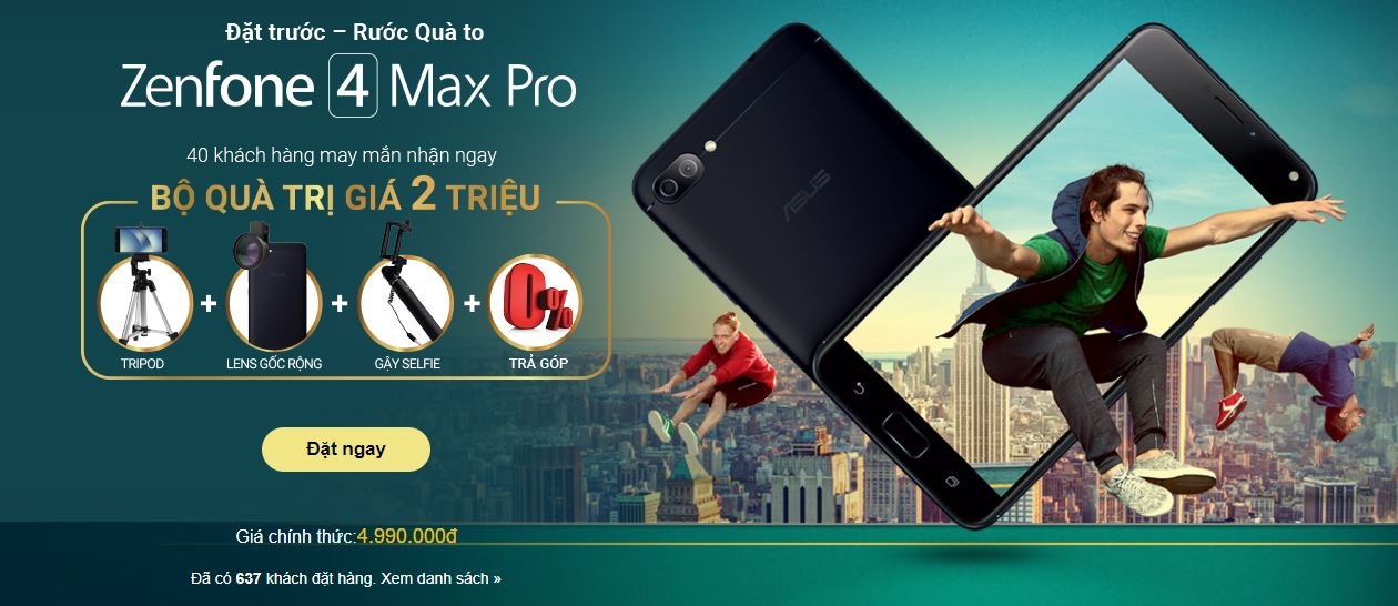 Đặt trước ZenFone 4 Max Pro với camera kép, pin 5.000 mAh, giá dưới 5 triệu nhận quà khủng