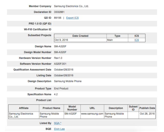 Galaxy A3 2017 đạt chứng nhận quan trọng, sẵn sàng ra mắt