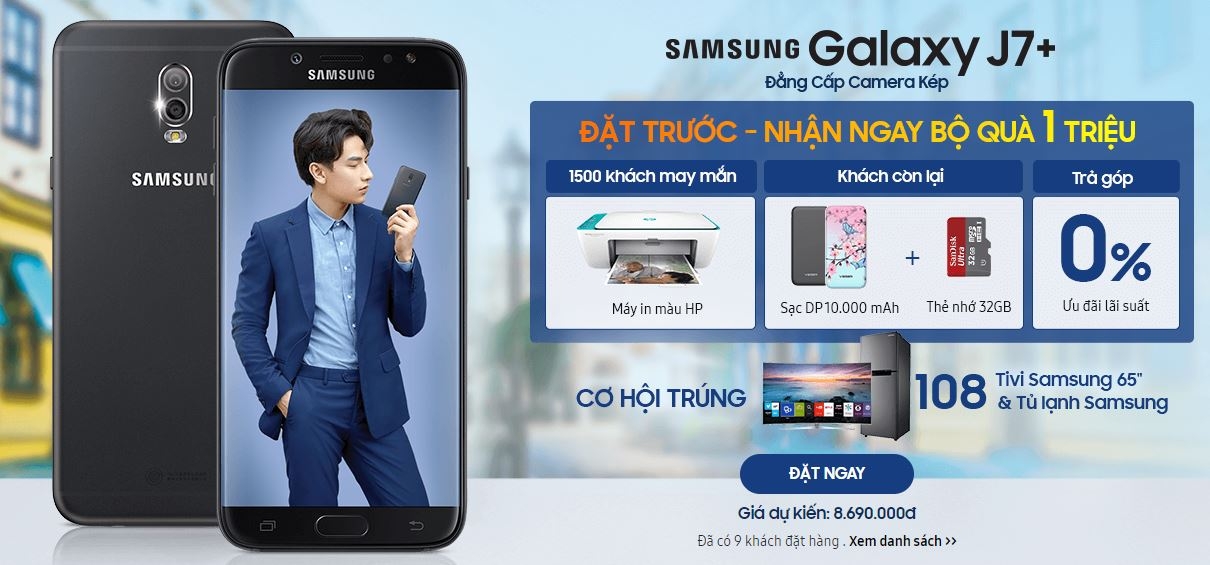 Galaxy J7 Plus camera kép xóa phông như Note 8 đã cho đặt hàng trước với nhiều quà tặng hấp dẫn