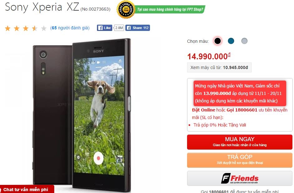 Xperia XZ cấu hình khủng, camera đỉnh đang được giảm giá mạnh mẽ