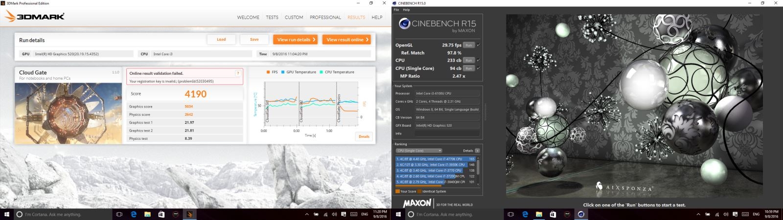 Phần mềm 3DMark và Cinebench