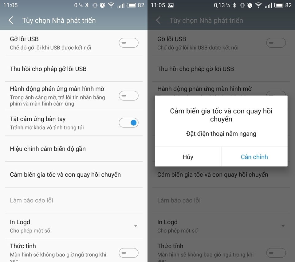 Cân chỉnh cảm biến gia tốc và con quay hồi chuyển