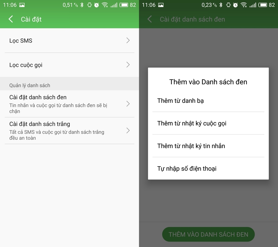 Chặn tin nhắn và số điện thoại