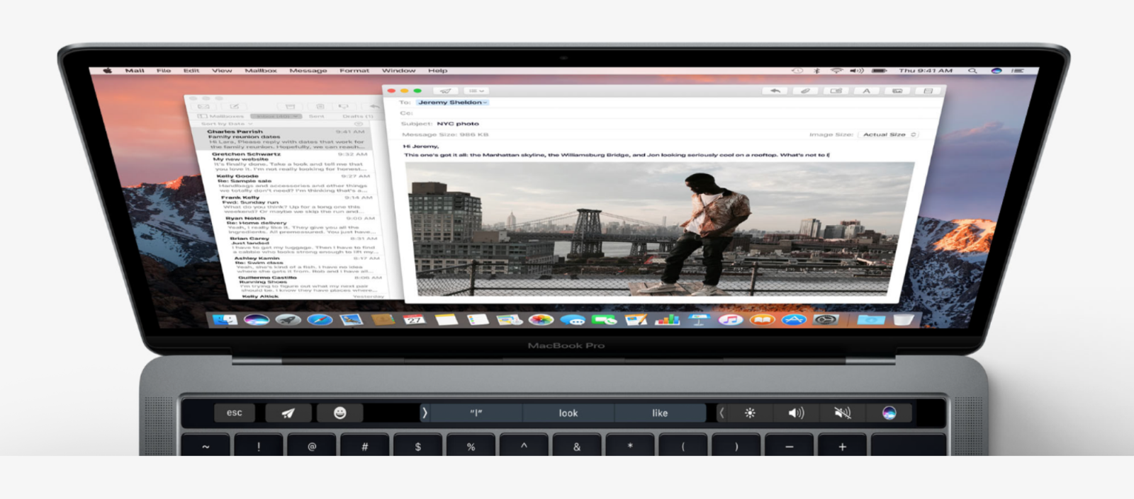 Dùng Touch Bar khi gửi Mail