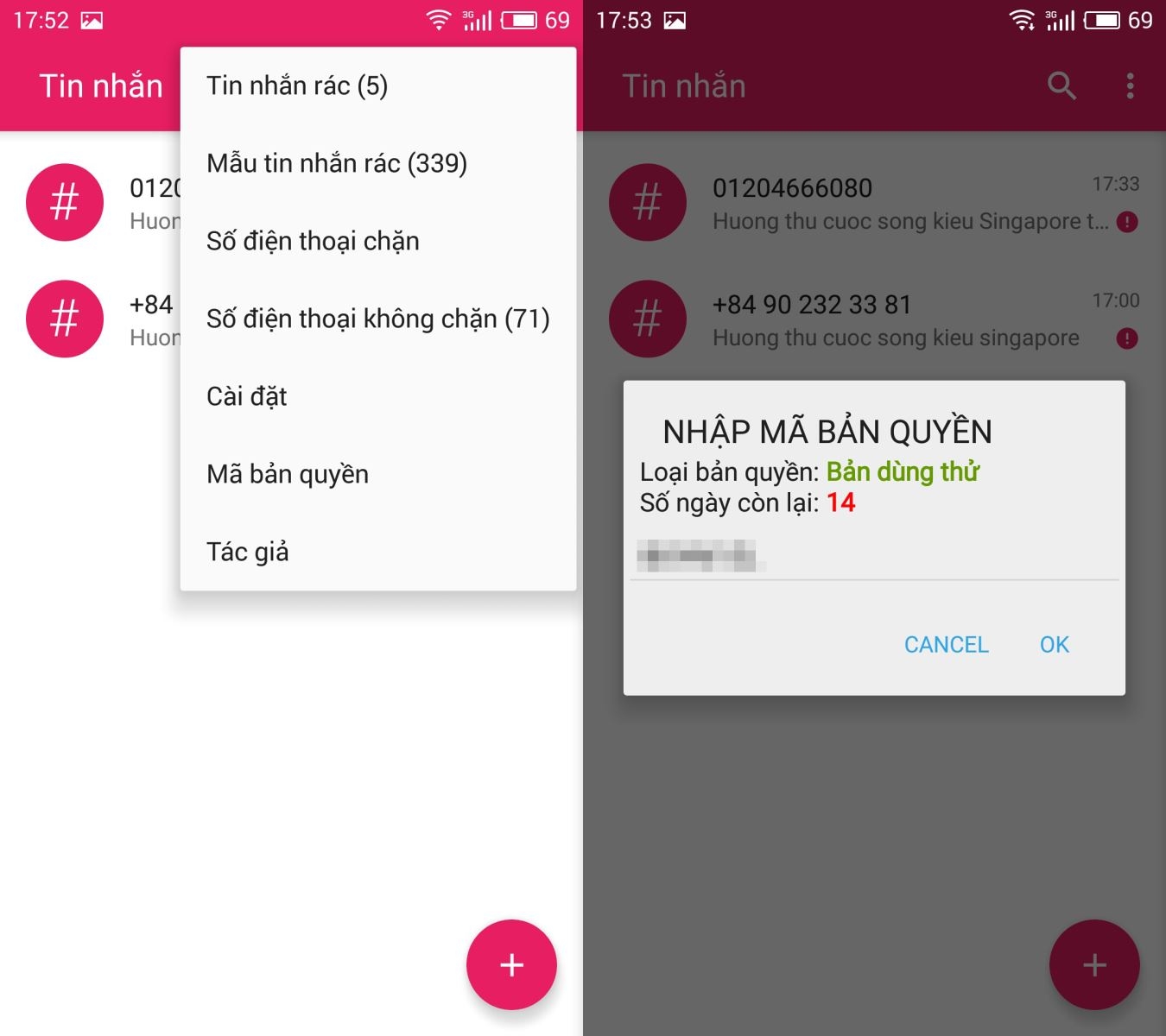Cài đặt bản quyền cho Smooth Messenger
