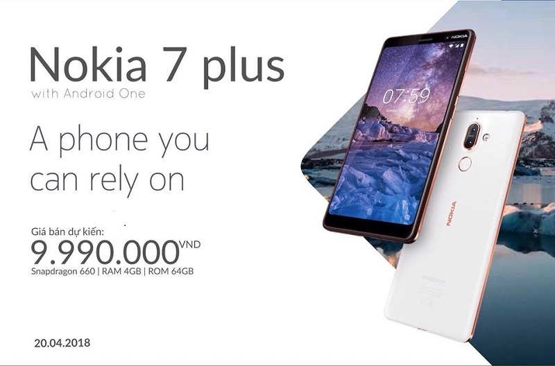 Thông tin giá bán Nokia 7 Plus được đăng tải