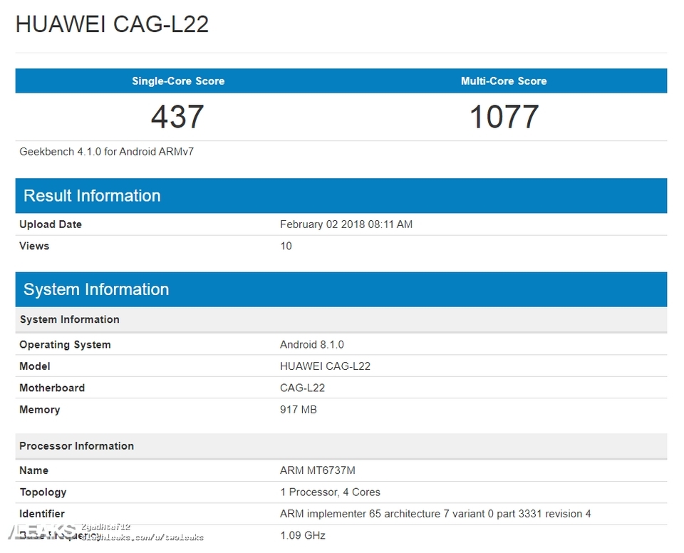 Điểm hiệu năng của Huawei Y3 (2018)