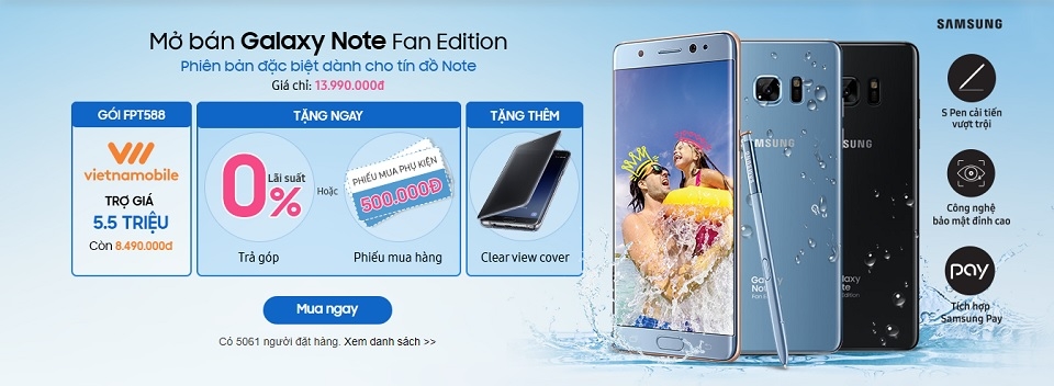 Mở bán Galaxy Note FE Mở bán Galaxy Note FE