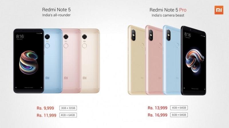 Giá bán Xiaomi Redmi Note 5 và Note 5 Pro