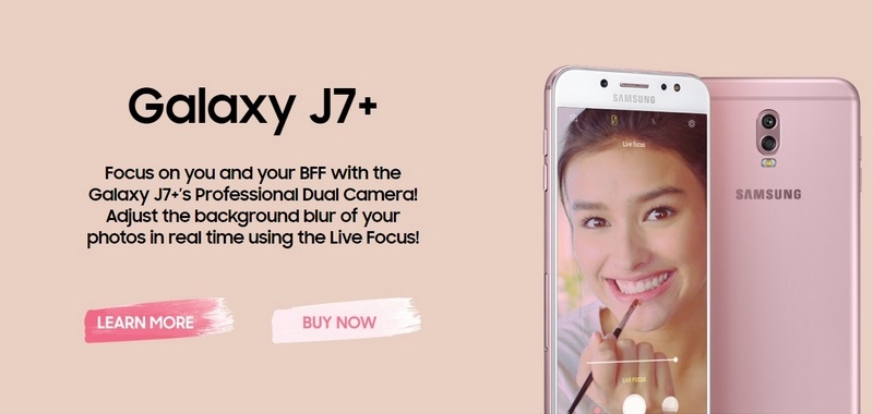 Galaxy J7+ màu hồng nữ tính