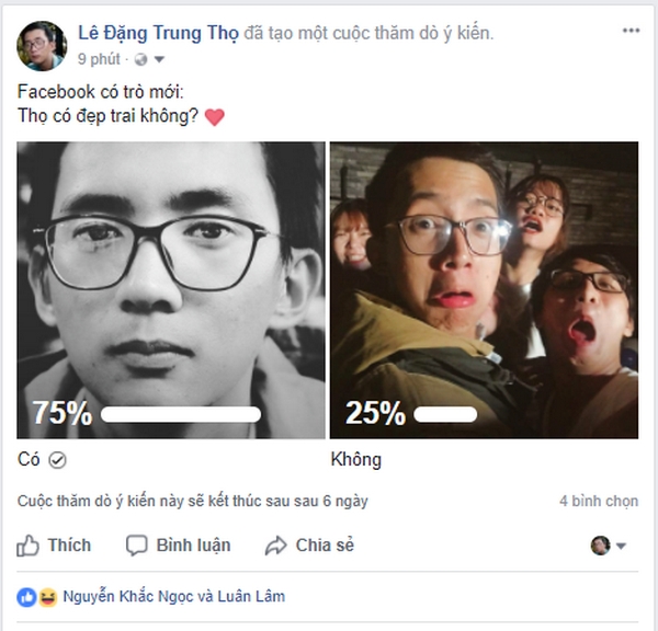 Facebook có tính năng khảo sát trên trang cá nhân