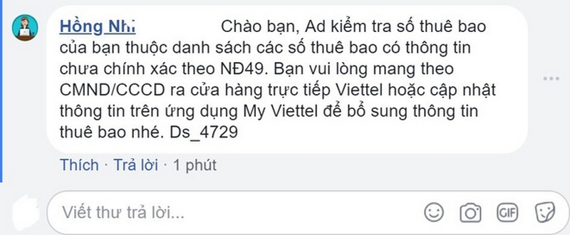 Khách hàng Viettel có thể ra các điểm giao dịch hoặc sử dụng ứng dụng My Viettel để cập nhật thông tin Khách hàng Viettel có thể ra các điểm giao dịch hoặc sử dụng ứng dụng My Viettel để cập nhật thông tin