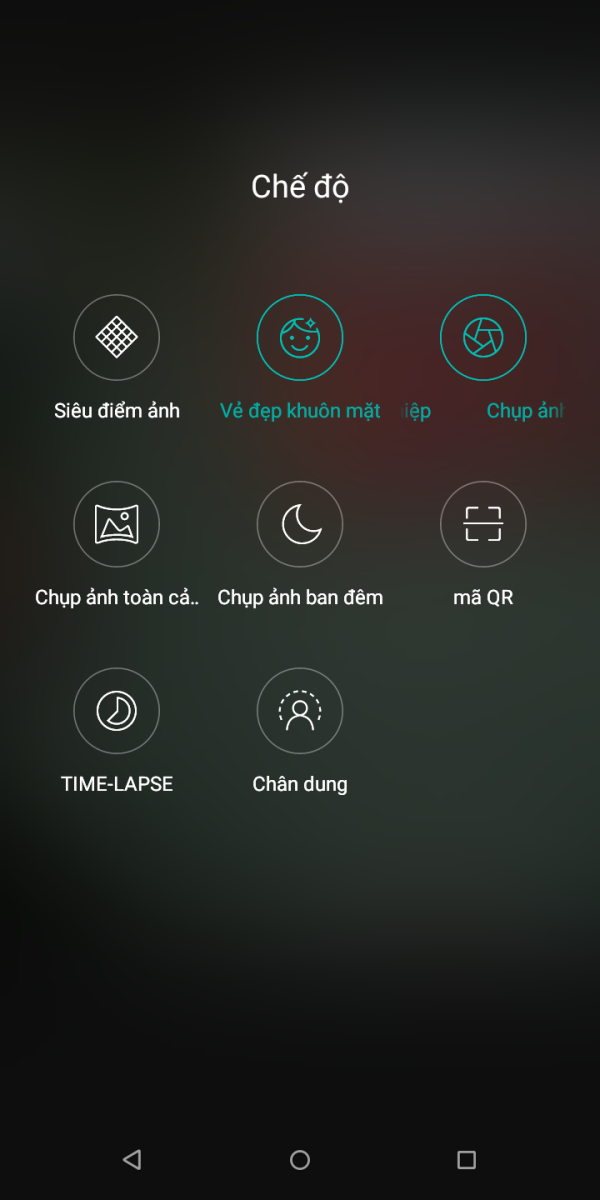 Các chệ độ chụp trên camera sau của máy Các chệ độ chụp trên camera sau của máy