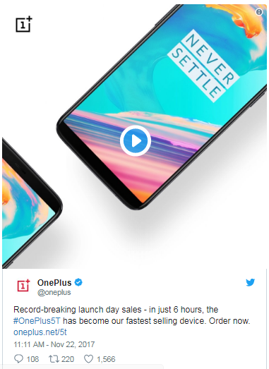 Thông báo trên Twitter của OnePlus