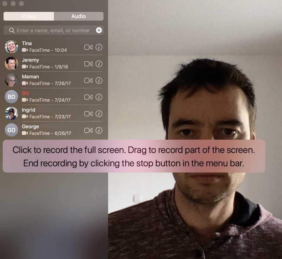 Cách ghi lại video FaceTime trên máy tính Mac Chọn vùng màn hình bạn cần ghi video.