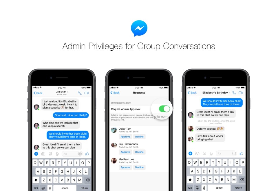 facebook-messenger-se-them-quyen-admin-cho-cuoc-tro-chuyen-nhom chức năng mới của Facebook Messenger có thể bật/tắt.