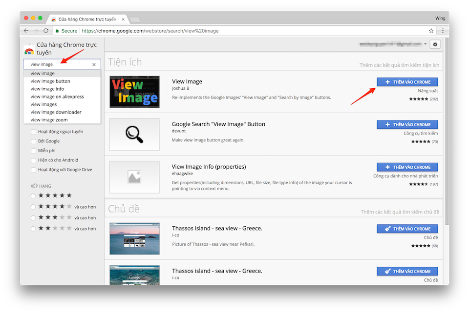 Bạn hãy cài đặt extension View Image từ Chrome Web Store.