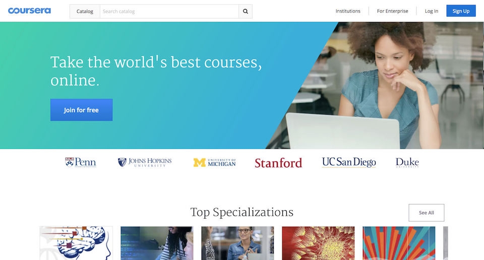 Website học tập miễn phí Coursera.