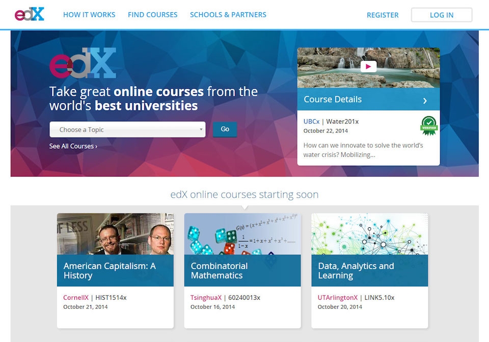 Website học tập miễn phí edX.