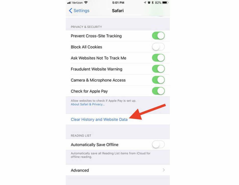 Xoá cookie, lịch sử và dữ liệu duyệt web.