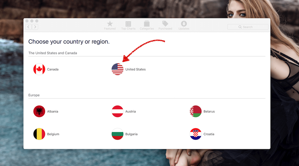 Chọn lá cờ United States.