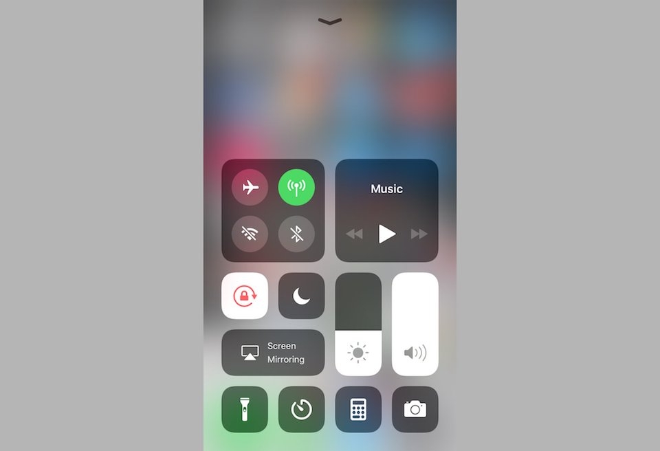 Giao diện Control Center trên iOS 11.