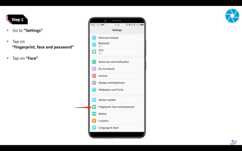 Chọn Fingerprint, Face and Password.