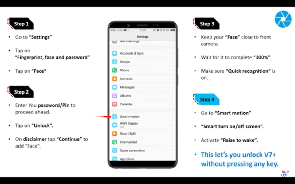 Trở về màn hình ban đầu của Settings và chọn Smart motion.