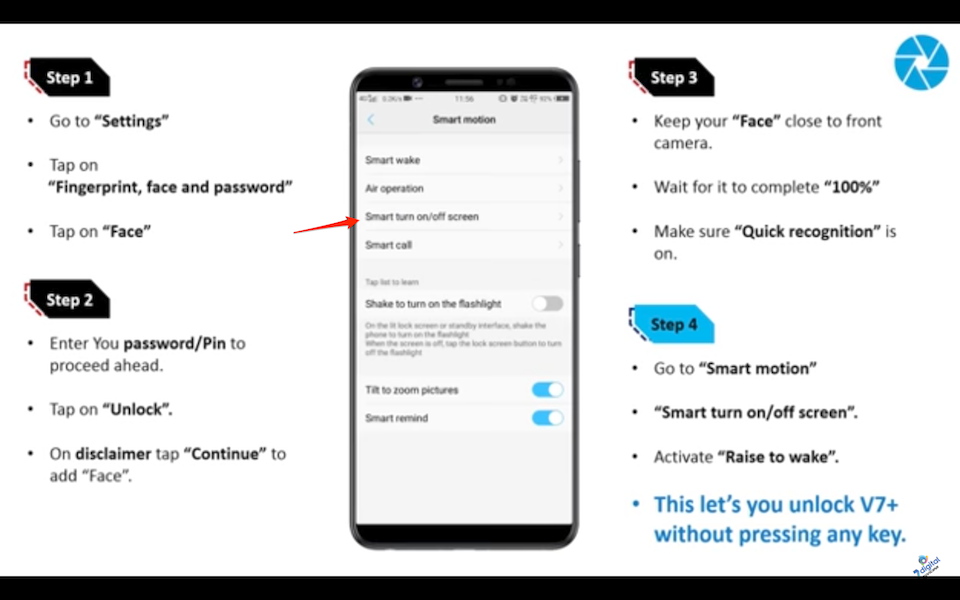 Chọn Smart turn on/off screen.