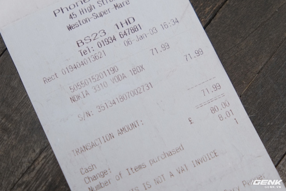 Trên tay Nokia 3310 17 năm tuổi Hóa đơn mua máy