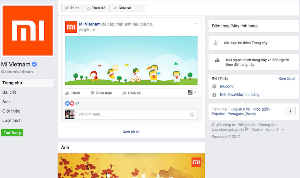 Fanpage chính thức của Xiaomi