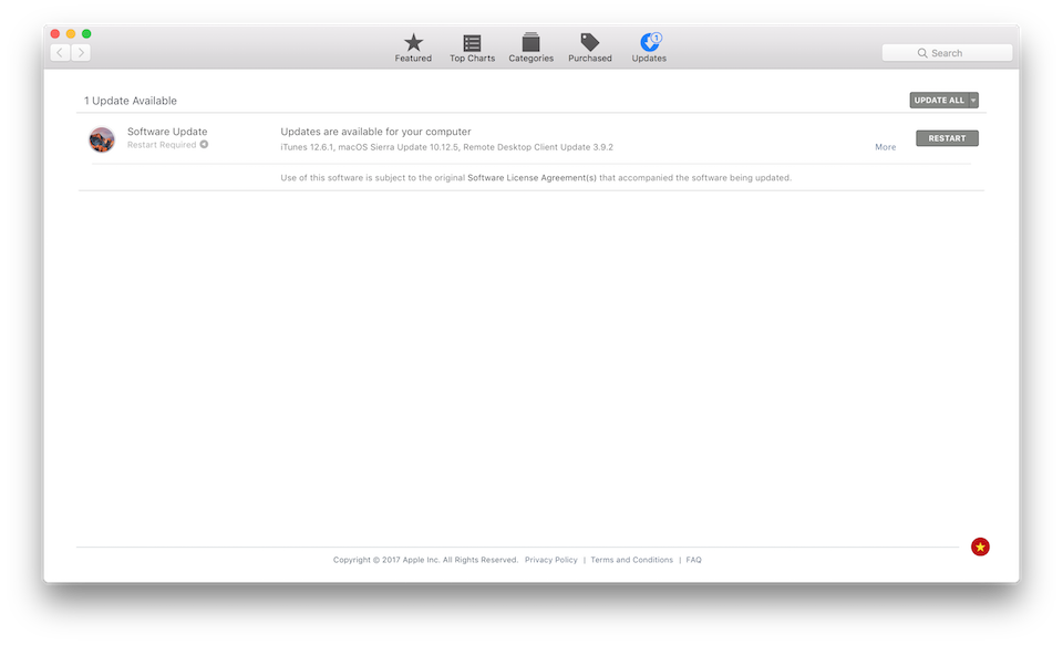 Apple phát hành bản cập nhật macOS Sierra 10.12.5 Bản cập nhật macOS Sierra 10.12.5